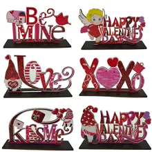

2022 Valentines Day Wooden Crafts Decor New Love Kiss Cupid Be Mine Party Scene Layout Decor Happy For Home Wedding Decoration