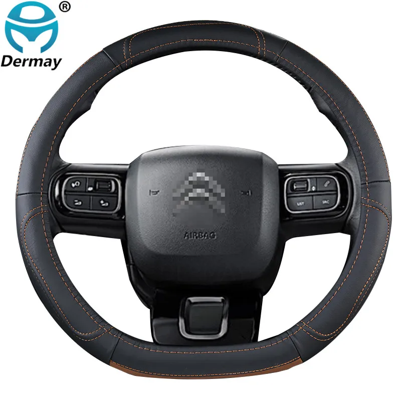 Pour Citroen Berlingo 96-08 noir perforé Genuine Leather Steering Wheel Cover