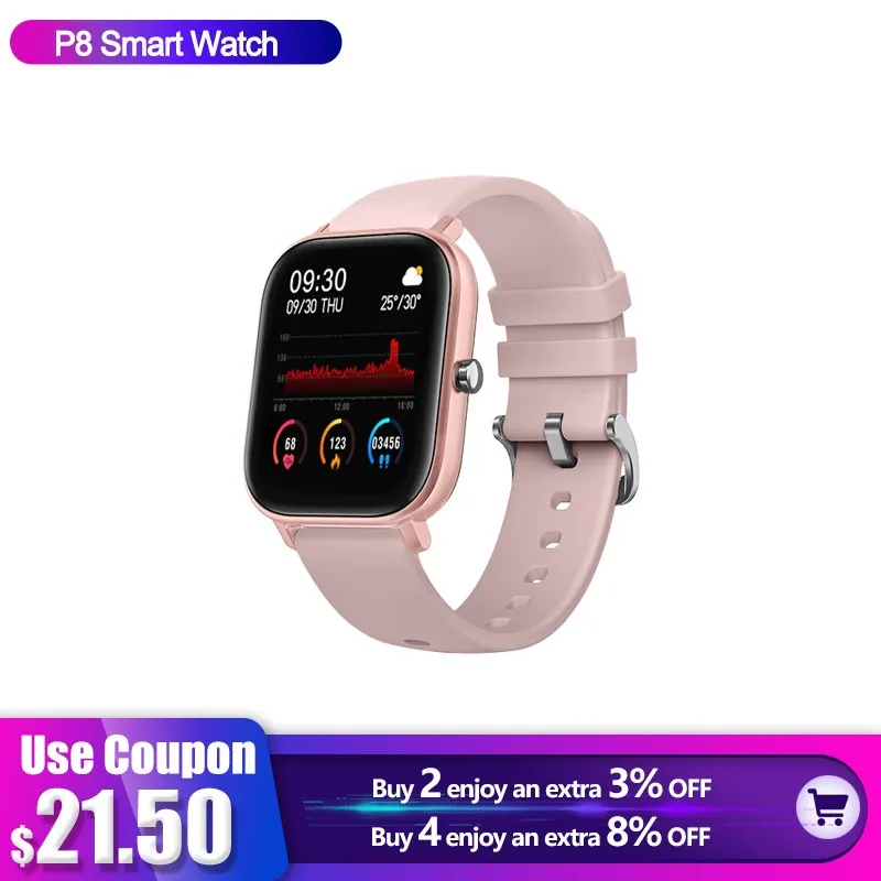 

2020 P8 1.4 Pouces Montre Intelligente For XiaoMi HommesFull Touch Tracker Heart Rate Monitoring Sports Smart Clock Women Watch