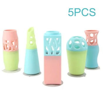 

5pcs Shatter Proof Modern Gift Home Decor Anti Slip Wedding With Suction Cups Silicone Flower Vase Office Living Room Party