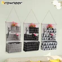 Wardrobe Hanging Storage Bag Washable 5 Pockets Bathroom Door Hang Pouche Cotton Hemp Material Home Sundries Sorting Pack