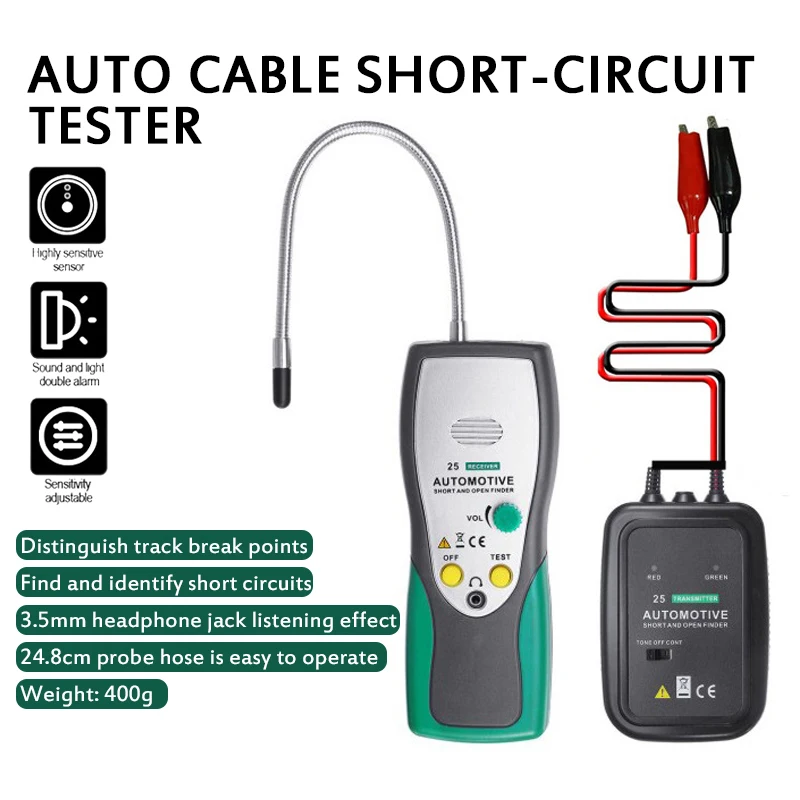 DY25 Auto Short Circuit Finder Detector Cable Wire Tracker Diagnostic Tool Tx Rx 