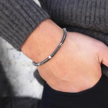 2019 Mới Sang Trọng Vòng Tay Nam Vòng Tay 4 Mm Hematite Đính Hạt Vòng Tay & Lắc Tay Cho Nam Nữ Món Quà Trang Sức(China)