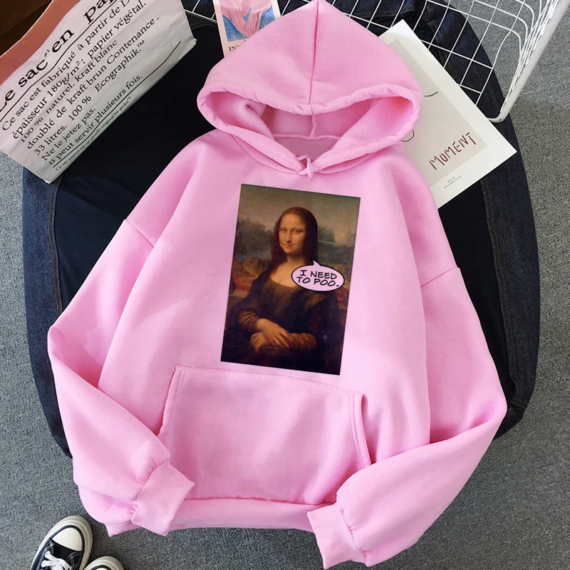Mona Lisa забавные Harajuku эстетические толстовки для женщин гранж мультфильм 90s винтажные толстовки модные хип хоп Ullzang толстовка женская