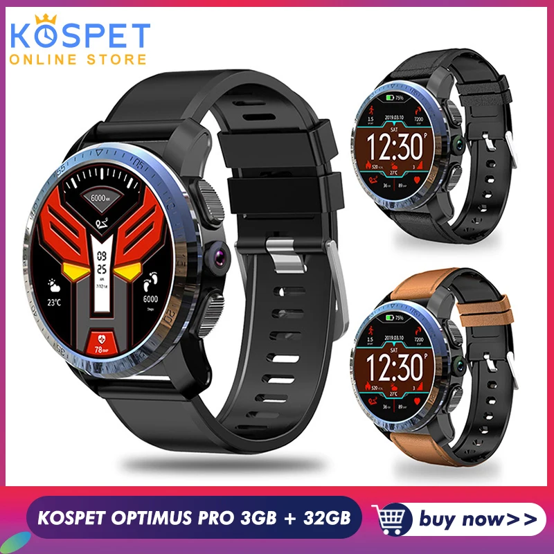 Смарт-часы KOSPET Optimus Pro Android 3 ГБ 32 две системы sim-карта 800 МП мАч IP67 водонепроницаемые
