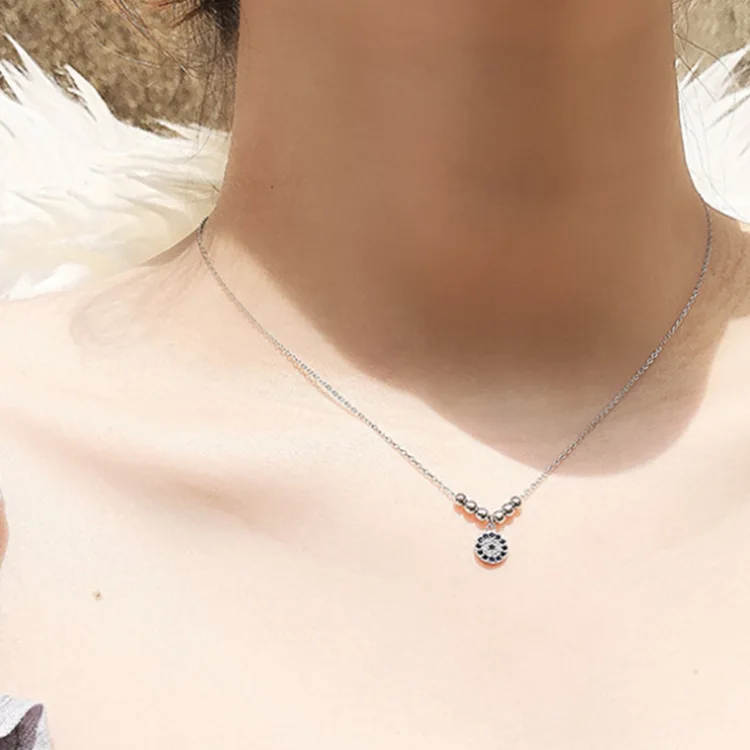 

S925 Sterling Silver Necklace Elegant Demon Eye Necklace Pendant Women's Korean-style Fashion Simple Silver Accessories