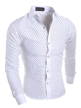

2019 Spring and Autumn Newest Men's Leisure Classic Design Five-Pointed Star Printlong Men Shirt White Blue Colors Men Shirts