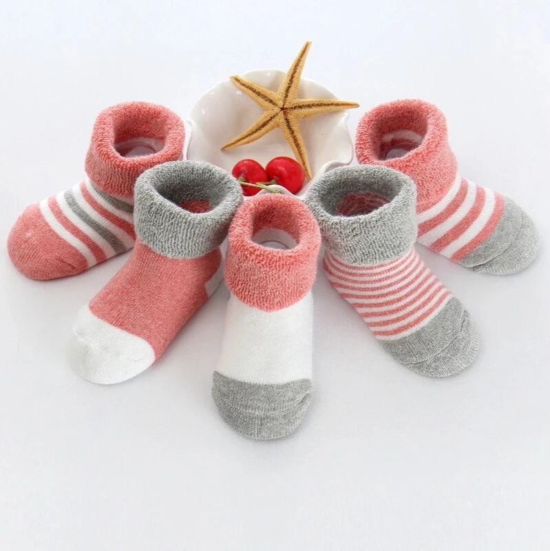 Socks Newborn-Baby Baby-Girl 0-12 And Thickened Autumn 0-3-Years-Old Winter Cotton 5-Pairs