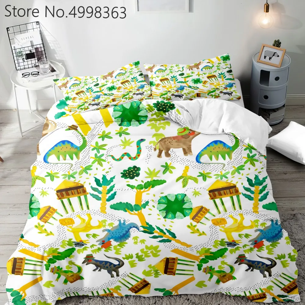 Постельное белье с изображением динозавров набор красивой печатью одинарный