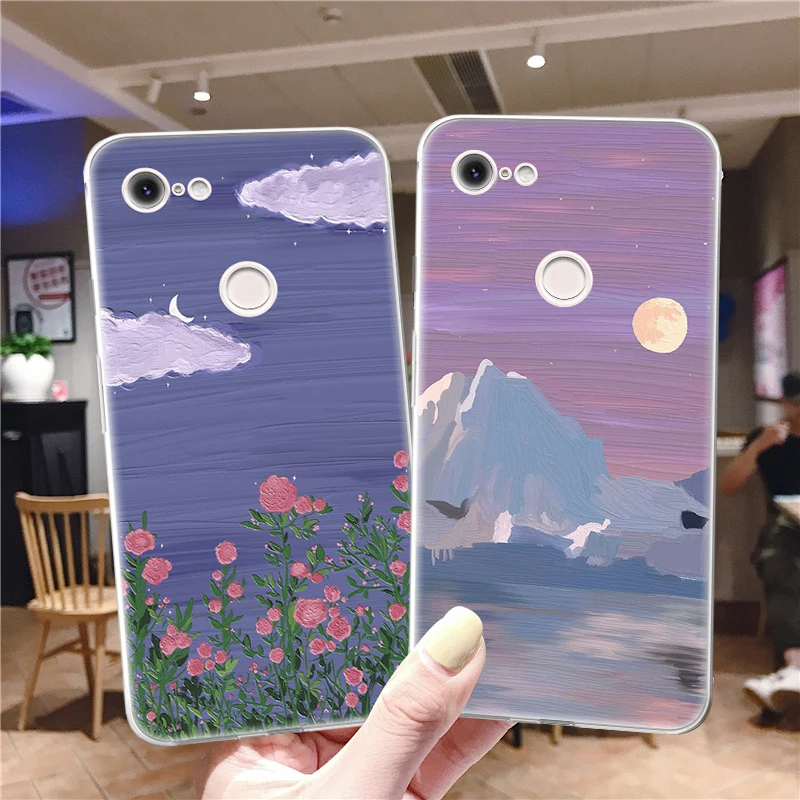 Painting Landscape Coque for Google Pixel 5 4 4a 3 3a 2 XL Soft TPU Silicone Phone Cases For Pixel 6 Pro 4XL 3XL 2XL Cover Funda