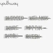 Уникальное персонализированное имя заколка для волос с черным подолом Стразы с буквенным принтом заколка для волос аксессуары для укладки волос