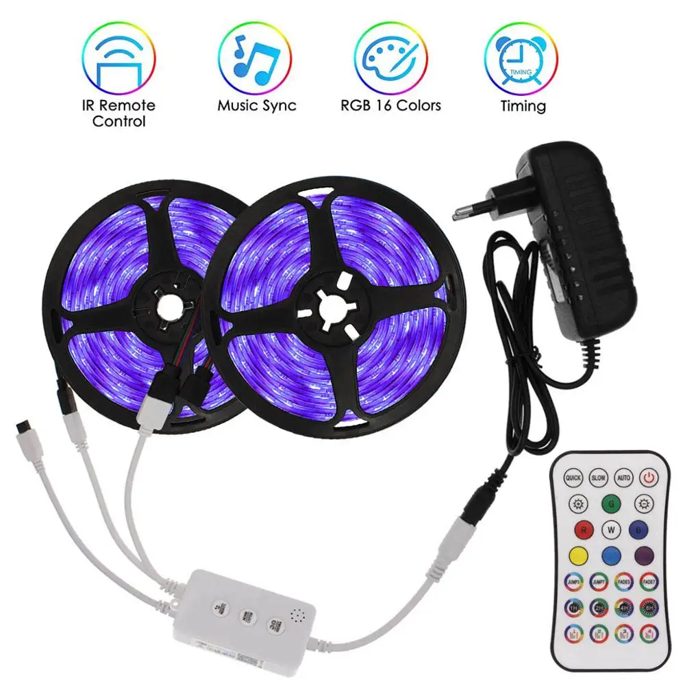 

5050 LED Lights Bluetooth Music Holiday Lighting LED Strip 12V Luces LED de Colores Diode Tape Flexible Neon Lights with EU Plug