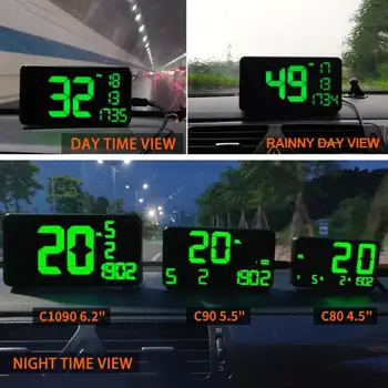 

C1090 6.2 inch Screen Display GPS Speedometer Car HUD Head Up Overspeed Warning Statistics of Mileage Display Altitude