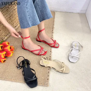 

Ankle Buckle Flat Sandals Women 2020 Summer New Korean Fashion Flip Flops Sandals Students Casual Slippers Soft Beach Shoes