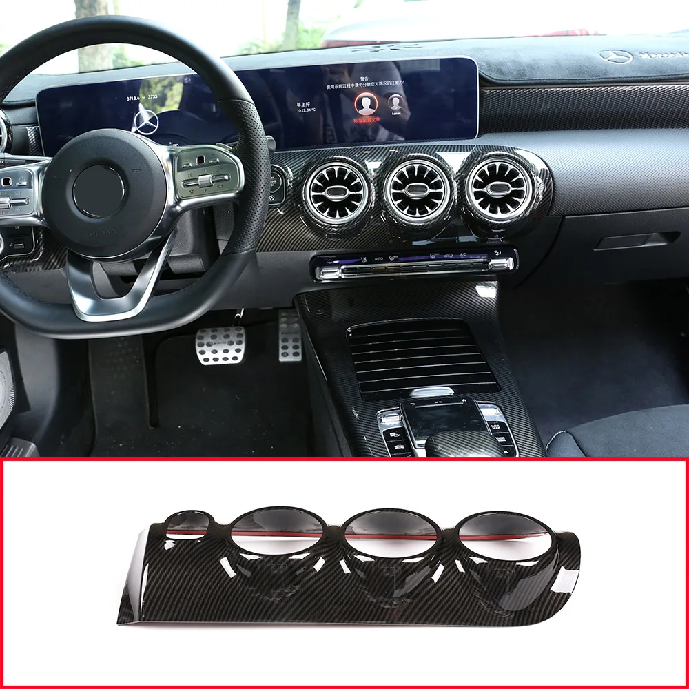 

Carbon Fiber Style ABS Chrome For Mercedes benz A Class W177 2019 Central Control Air Conditioning Decorative Panel Accessories