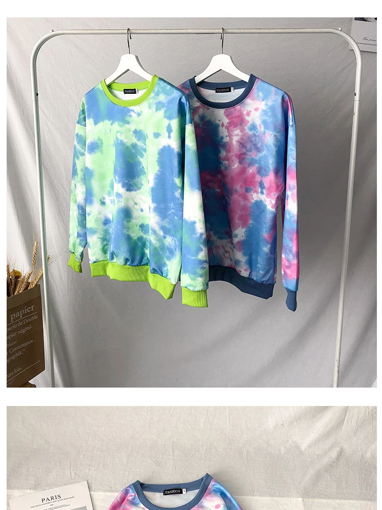 Осенняя камуфляжная толстовка с капюшоном мужская мода Tie-dye мужская толстовка с капюшоном в стиле «хип-хоп» Повседневная Толстовка с круглым вырезом Мужская Уличная свободная толстовка мужская M-2XL