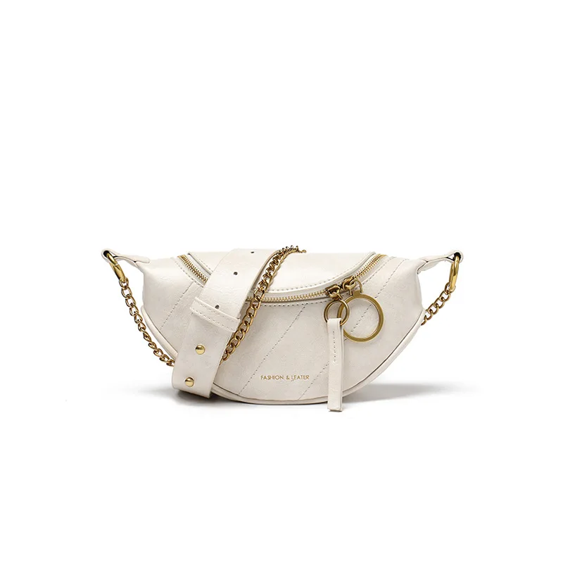 Роскошная женская сумка, поясная сумка от известного дизайнера, брендовая нагрудная сумка на ремне, модная сумка из искусственной кожи, сумка-мессенджер, мешочек с рисунком бананов, кошелек - Цвет: White Waist Bag