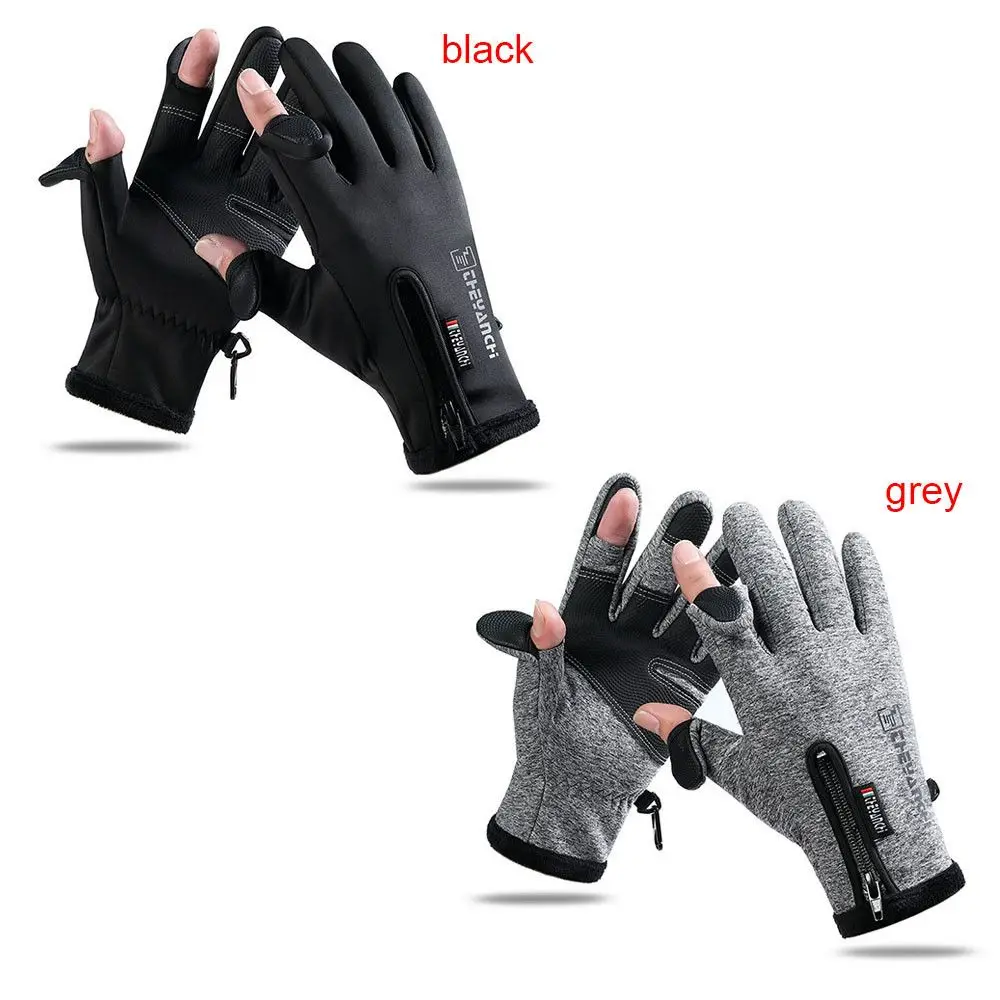 1 Pair Winter Ridding gloves Fishing Gloves 2 Finger Flip Windproof Photograph Women Men Gloves Velvet Warm Protection Glove