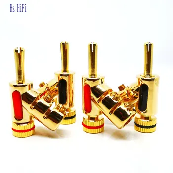 

4PCS 24K Gold Hifi Rhodium Plated Audio Banana Plug Connector Speaker Cable Accessory 45 Dgree Lock Screw Welding Free