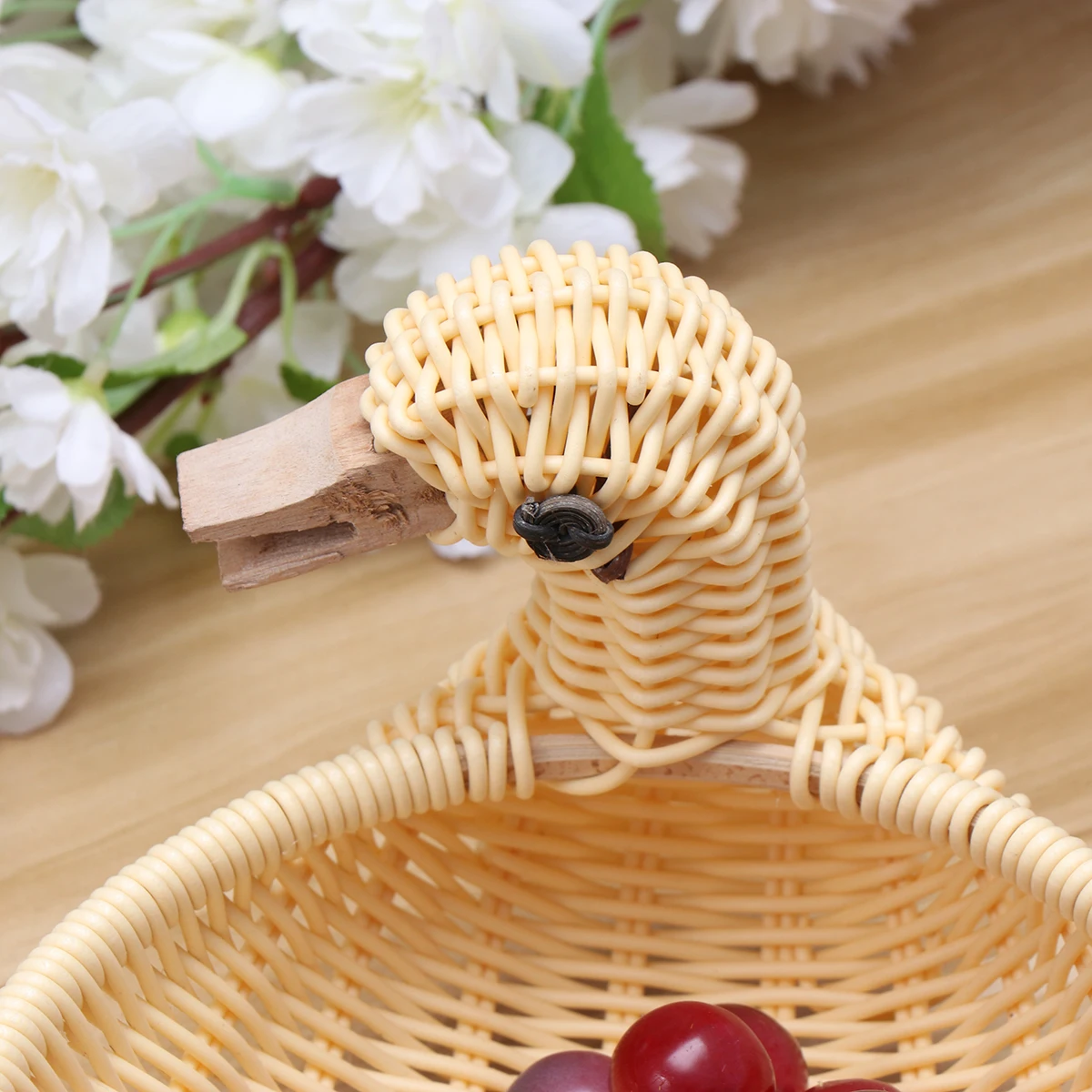 Rattan Woven Duck Fruit Basket Storage Basket Household Rattan Snack Tray Medium Duck