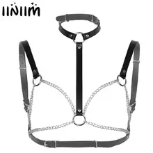 Женский сексуальный бюстгальтер с открытыми сосками, Готический кожаный мини-бюстгальтер, топ, сексуальное Клубное белье, нагрудный ремень, топы, секс-шоп, аксессуары для порно