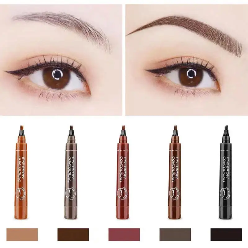 Quad Fork Eyebrow Pencil Pen Brown Black Waterproof Long Lasting Four-fork Water Eyebrow Enhancer Easy To Color Without Bloomin Quad Fork Eyebrow Pencil Pen Brown Black Waterproof Long Lasting Four-fork Water Eyebrow Enhancer Easy To Color Without Bloomin