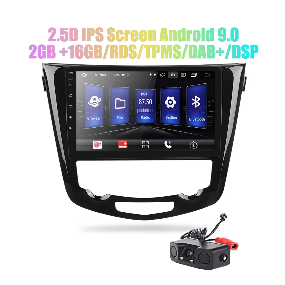

10' Android 9.0 2 din android car radio DSP 2.5D IPS Screen GPS NAVIGATION WIFI For Nissan X-Trail MP5 Car Player Front&Rear CAM