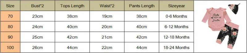 Autumn Baby Clothes Set Newborn Kid Toddler Baby Girl Long Sleeve Print Letter Romper Top+Floral Pants+Hat Set Clothing