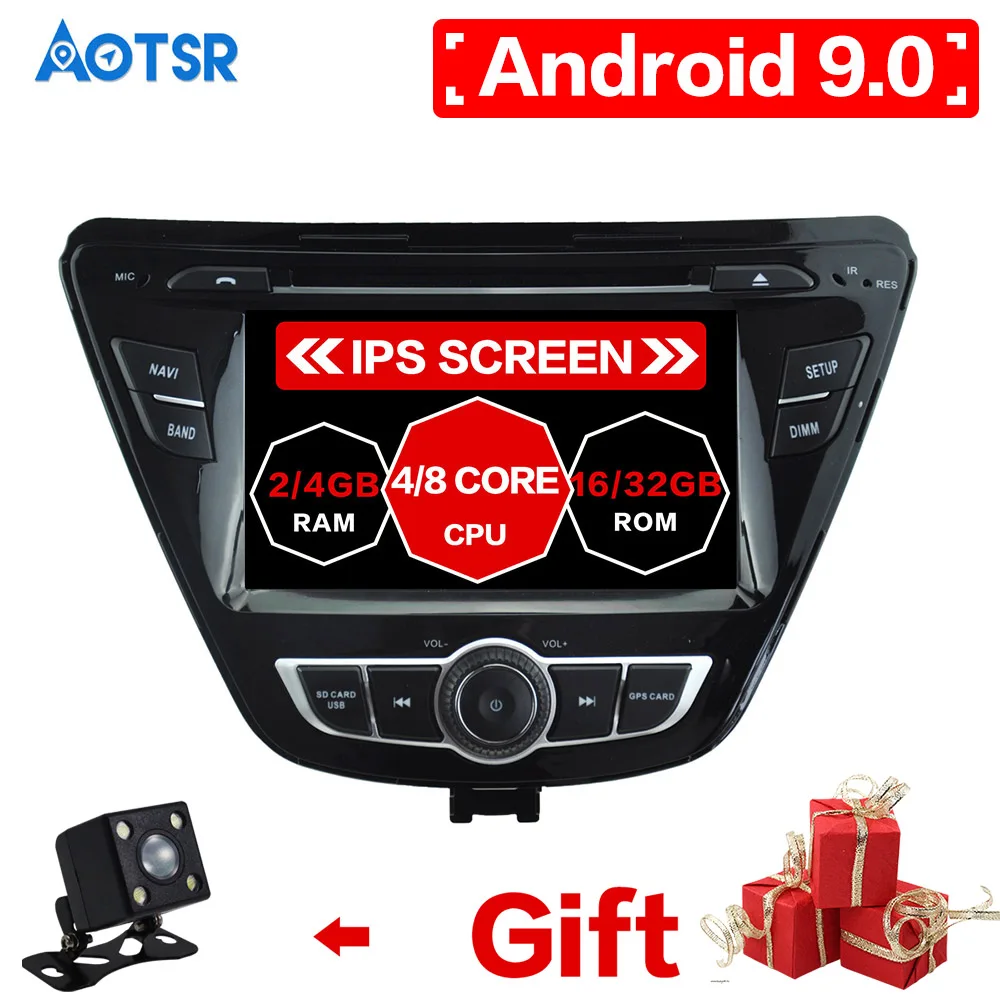 Автомобильный DVD плеер AOTSR DSP Android 9 0 с GPS навигацией для Hyundai Elantra 2014 + Avante(MD)