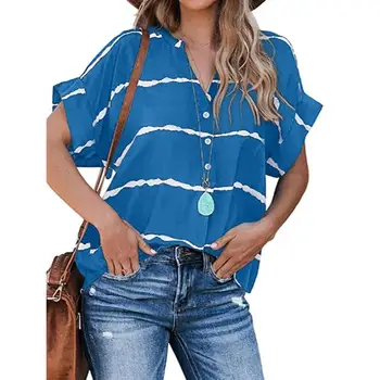 

2020 Blouse Women Casual Striped Top Shirts Blouses Female Loose Fall Ladies Office Blouses Top Sexy Tie Dye Stripe Women Shirt