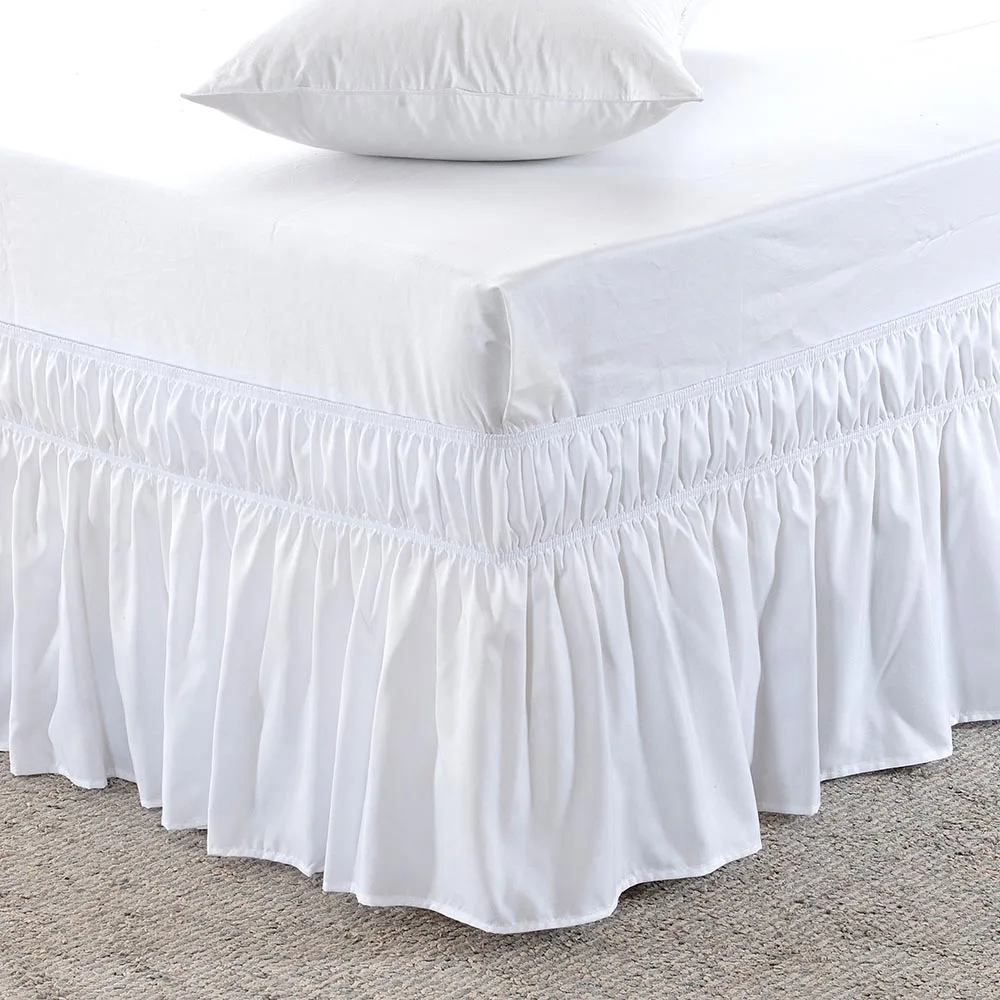 

Wrap Around Bed Skirt Elastic Bed Ruffles Easy Fit Easy Off Fade Resistant Solid Color Bed Skirts Hotel Quality Fabric Spread
