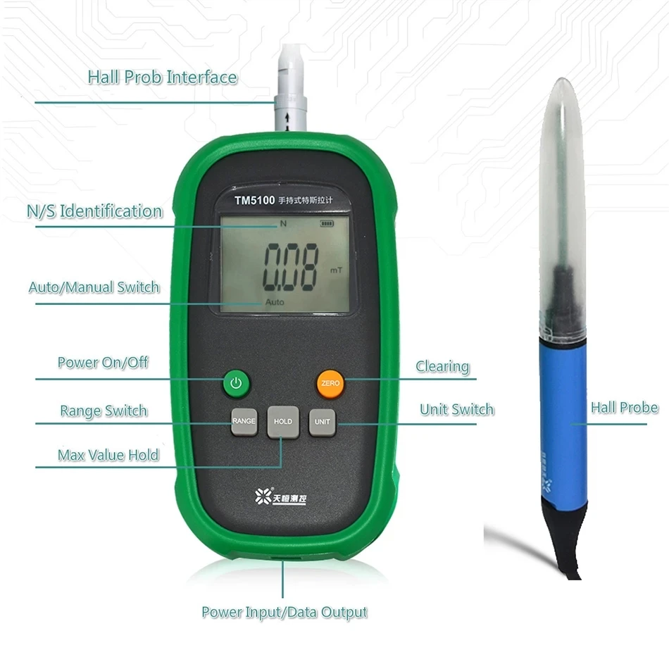 High Quality Handheld Digital Permanent Magnet Gauss Meter Tesla Meter Magnetic Flux Surface Magnetic Field Measuring Tool