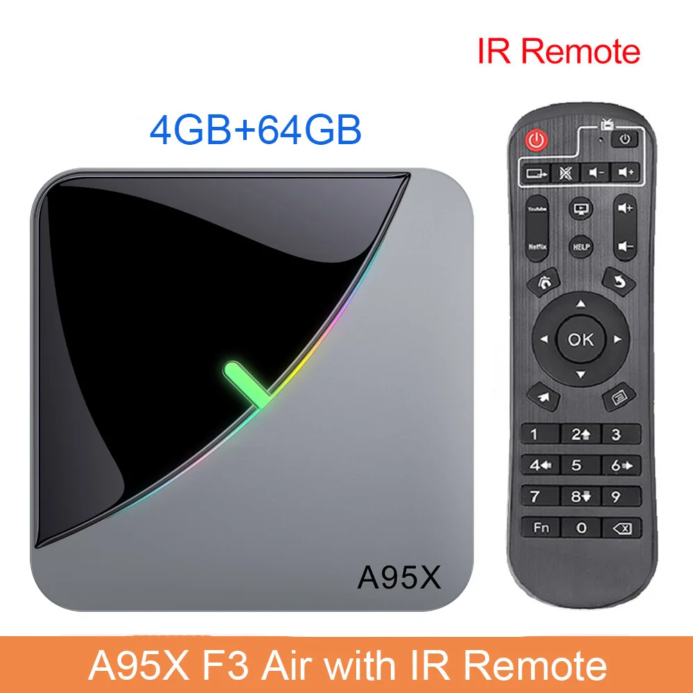 4G 64G LEMADO A95X F3 Air Android tv Box Amlogic S905X3 4 Гб 64 Гб RGB светильник с поддержкой USB 3,0 2,4G и 5G wifi 8K YouTube tv Box Android 9,0 - Цвет: 4G 64G
