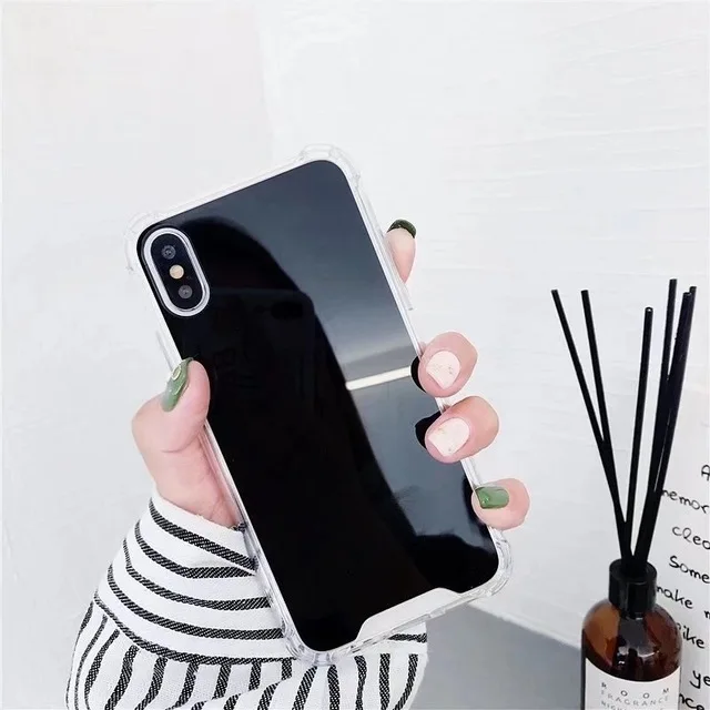 Black Зеркальный чехол Raxfly для iPhone XR X XS Max, роскошный противоударный чехол для iPhone 7, 8, 6, 6s Plus, 5, 5S, SE, задняя крышка, чехол - Цвет: Black