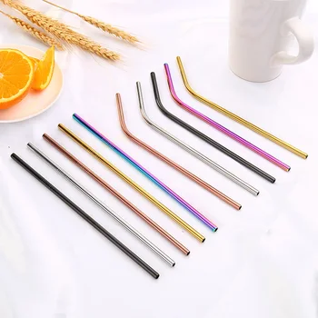 

Reusable Metal Straw Colorful Stainless Steel Drinking Straws Beverage Milk Tea Coffee Cocktail Tube Straws Bar Accessories