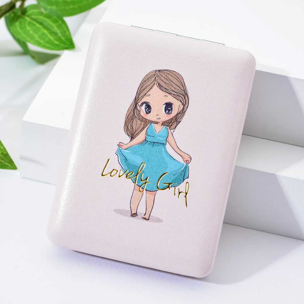 Vicney Girl портативное мини-зеркало для макияжа с героями мультфильмов компактное карманное цветочное зеркало двустороннее складное зеркало для макияжа косметический инструмент