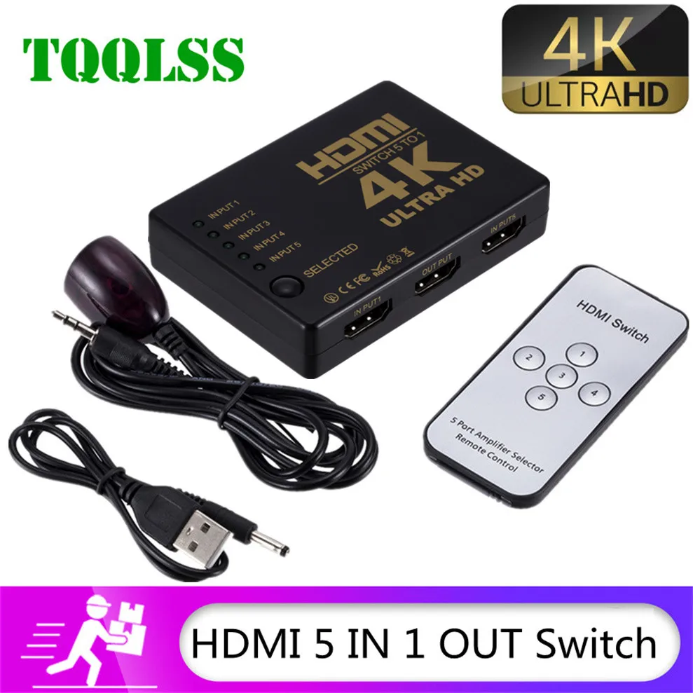 Разветвитель кабеля HDMI 4K 2K 5x1 HD 1080P видеопереключатель адаптер 5 входов 1 выход
