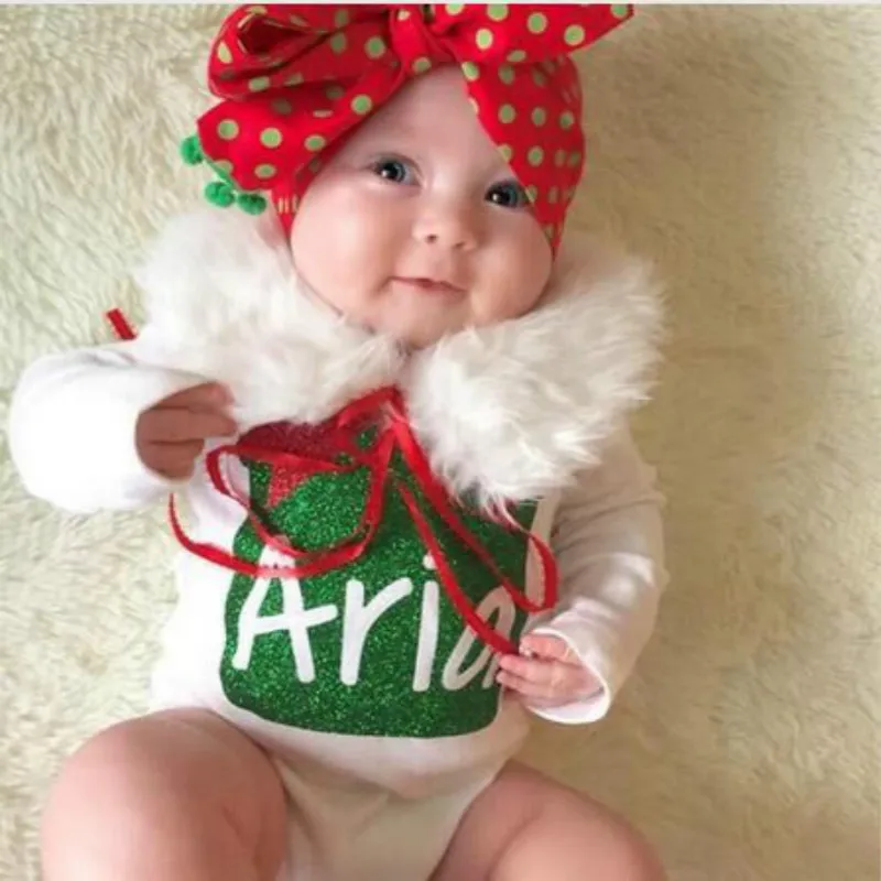 

Christmas Rompers Long Sleeve Girls Clothes Baby Rompers Toddler Girls Christmas Rompers Newborn Infant Jumpsuit Green Shirt