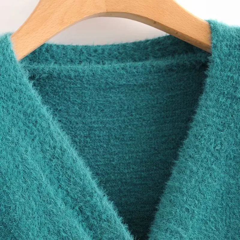 GOPLUS Velvet Sweater Korean V-neck Cardigan Women Pink Black Blue Knitted Oversized Sweaters Kardigan Sweterki Damskie C9653