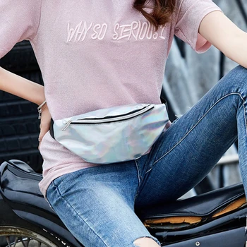 

1PCS Women Fanny Pack Lightweight Portable Splash-proof PVC Waist Bag Hip Bum Bag Belt Bag Phone Coins Container for Travel