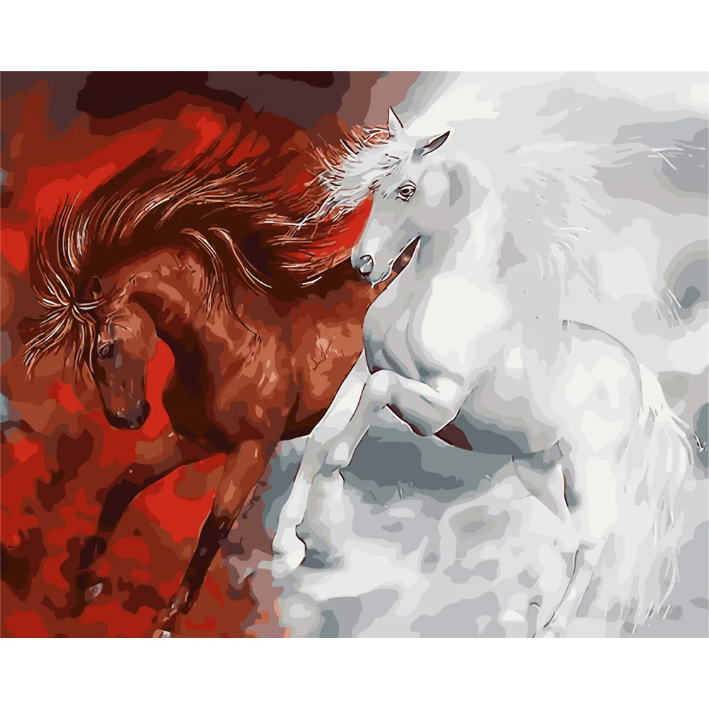 YANXIN Horse DIY Frame DIY Painting By Numbers Oil Painting By Numbers