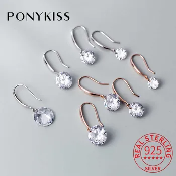 

PONYKISS 100% 925 Sterling Silver Romantic Zircon Dangle Drop Earrings Fashion Elegant Women Party Fine Accessory Delicate Gift