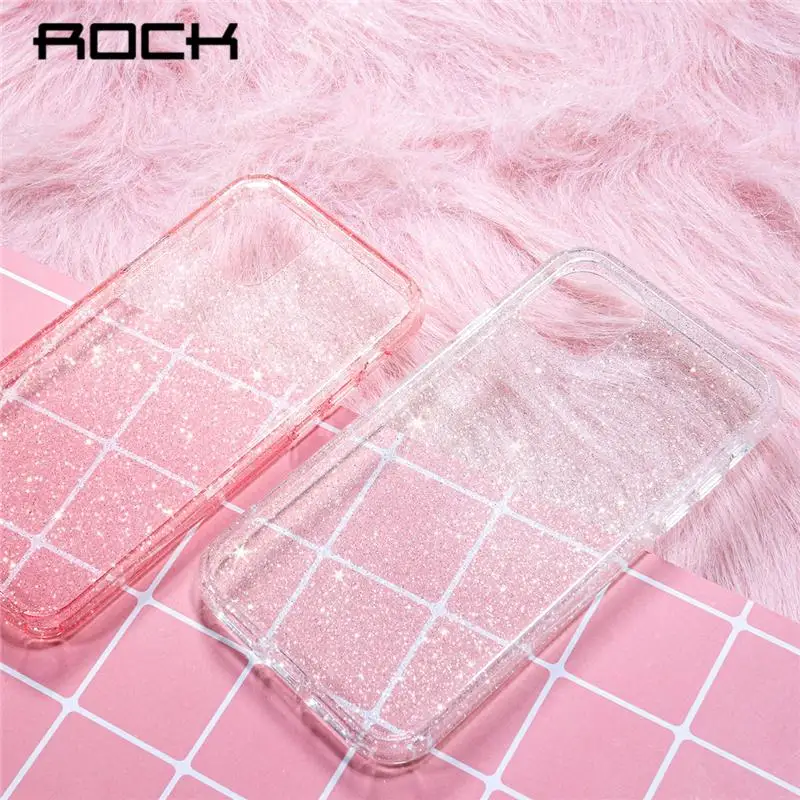 

ROCK Bling Star Glitter Soft TPU Phone Cases For iPhone 11 2019 XI R Max Shimmering Powder Transparent Phone Back Cover Capa