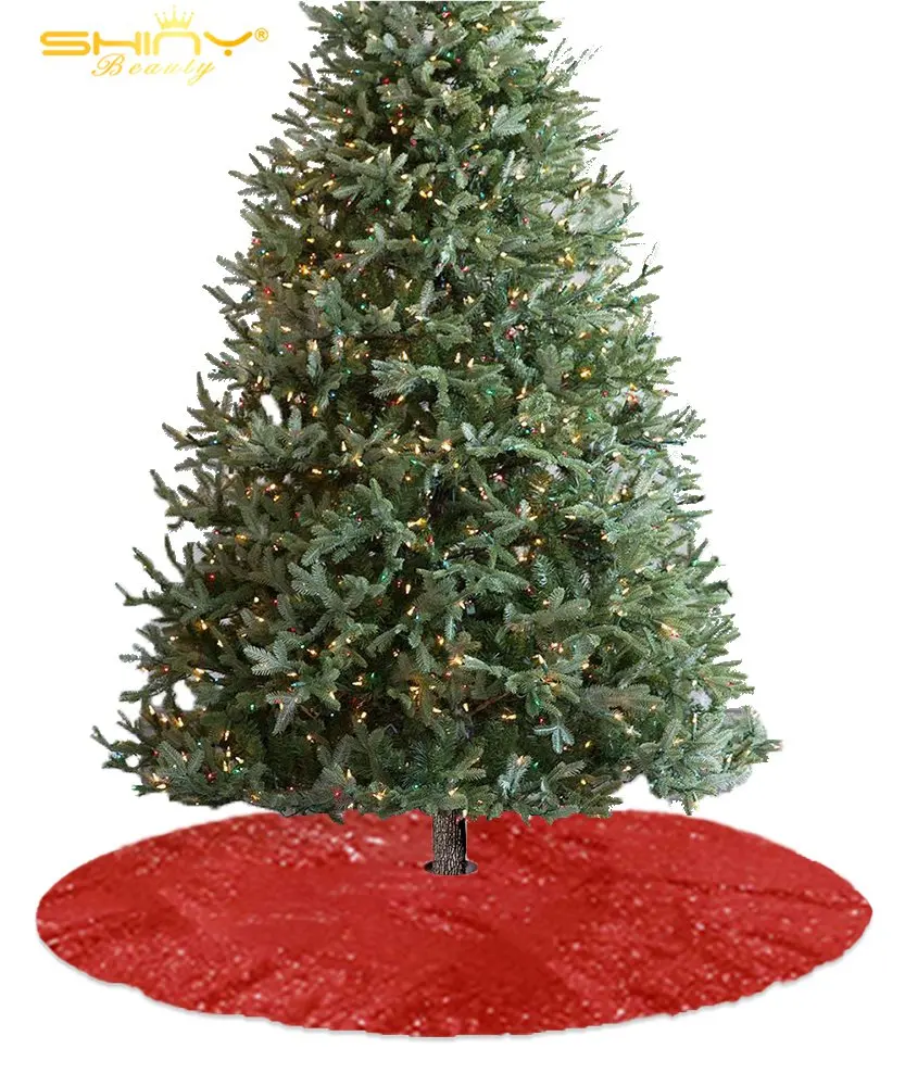 Red 24Inch Tree Skirt Christmas Sparkle Tree Skirts Holiday Christmas Decoration for Small Tree-M1023