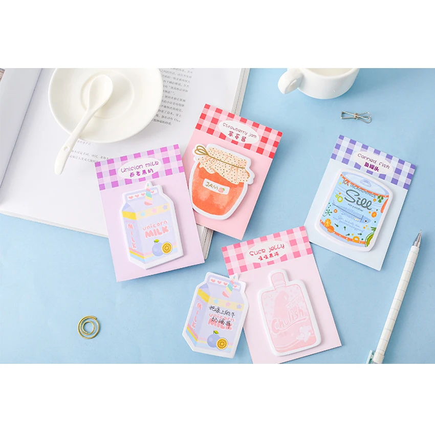 

30pcs Cartoon Milk canned jelly juice memo sticker Paste Memo pad Notepad Tools to create surprises for Girl friend