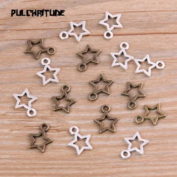 

60PCS 10*12mm New Product Two Color Mini Hollow Five-pointed Charms Pendant Jewelry Metal Alloy Jewelry Marking
