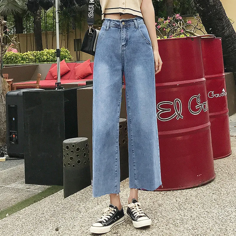 Короткие штаны для фотосессии, онлайн знаменитостей, Hyuna, Драповые свободные штаны, женские универсальные прямые капри с высокой талией, свободный крой Je