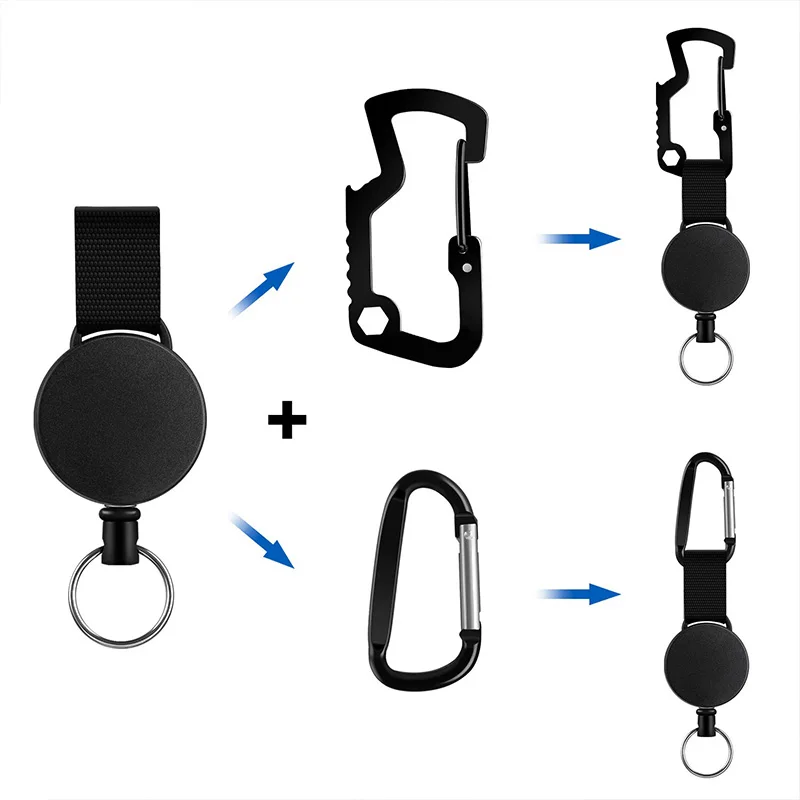 Многофункциональный выдвижной держатель Бейджа катушка с зажимом для ремня, шнур из стальной проволоки и кольцо для ключей, самоубирающийся брелок, Multipurp