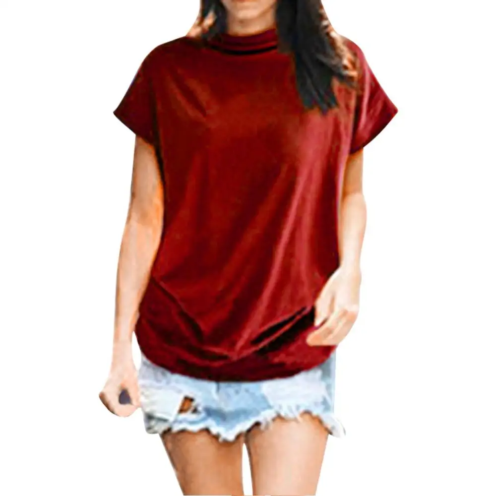 Женская футболка, летняя, высокое качество, свободные футболки и топы, водолазка, короткий рукав, хлопок, Повседневная# G - Цвет: Watermelon Red