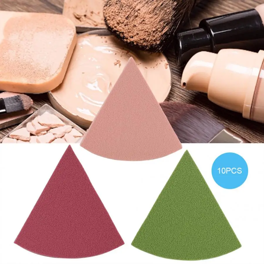 Makeup Sponge 10pcs/box Canned Aluminum Cap Fan Shape Dry Wet Dual Use Facial Powder Puff Makeup Sponge Cosmetic Puff